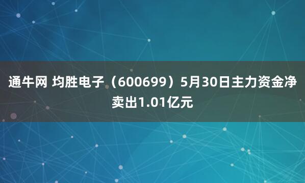 通牛网 均胜电子（600699）5月30日主力资金净卖出1.01亿元
