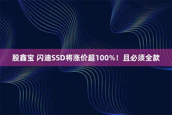 股鑫宝 闪迪SSD将涨价超100%！且必须全款